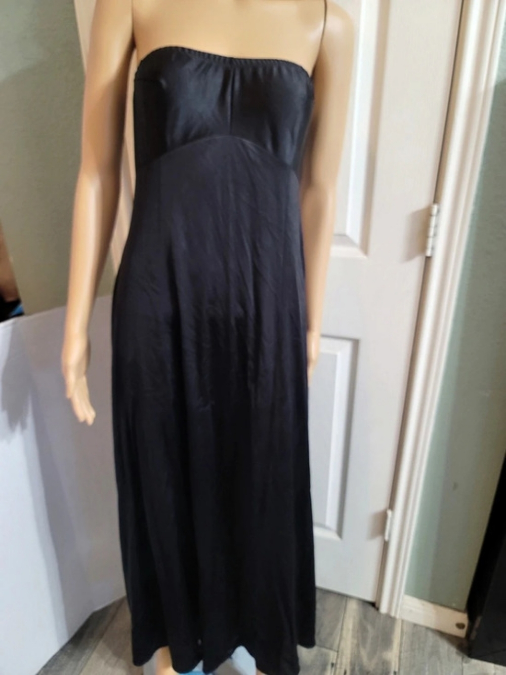 Vanity Fair Black Strapless Maxi Slip Dress Size 36